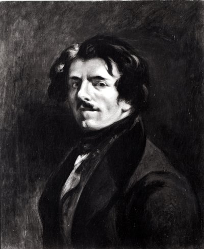 Portret van Eugene Delacroix (1798-1863) naar een zelfportret van 1834, 1874 door Pierre Andrieu